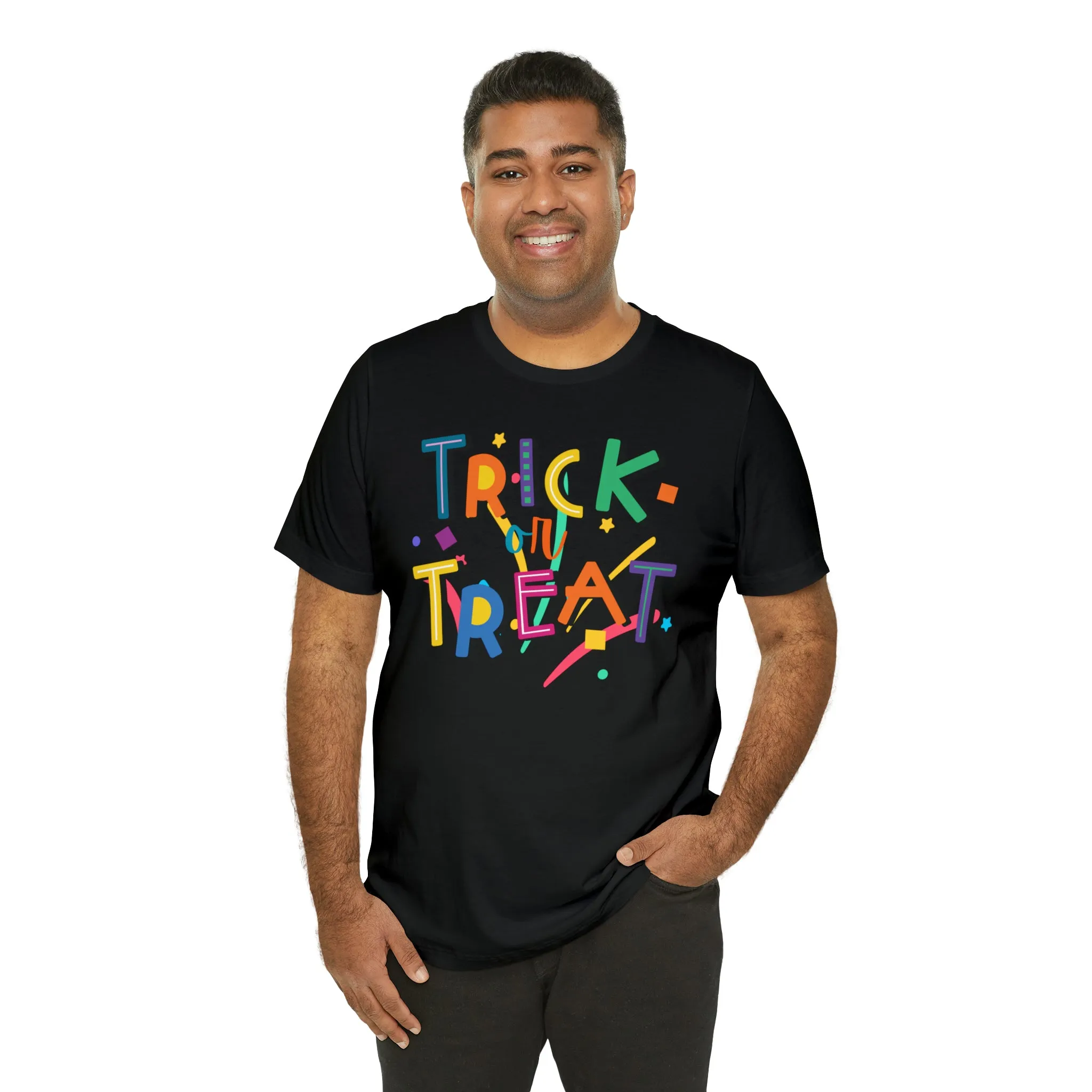 Trick or Treat Halloween T-Shirt | Colorful Candy Tee |  Bella Canvas 3001Unisex | Colorful Short Sleeve Tshirt
