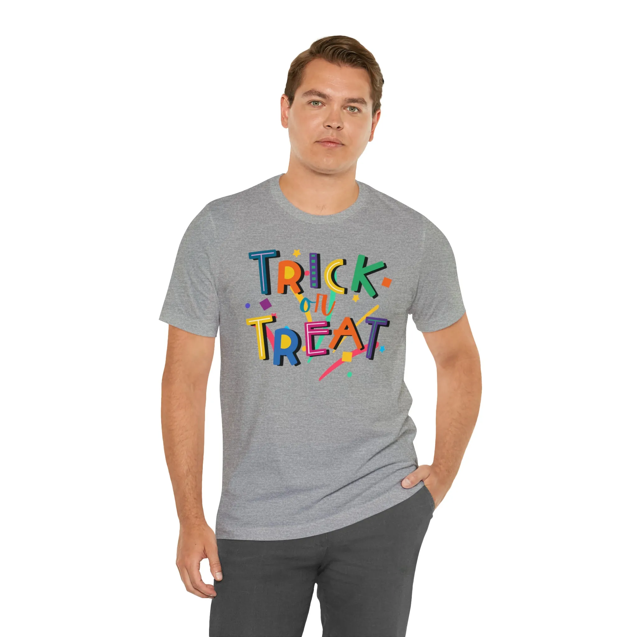 Trick or Treat Halloween T-Shirt | Colorful Candy Tee |  Bella Canvas 3001Unisex | Colorful Short Sleeve Tshirt