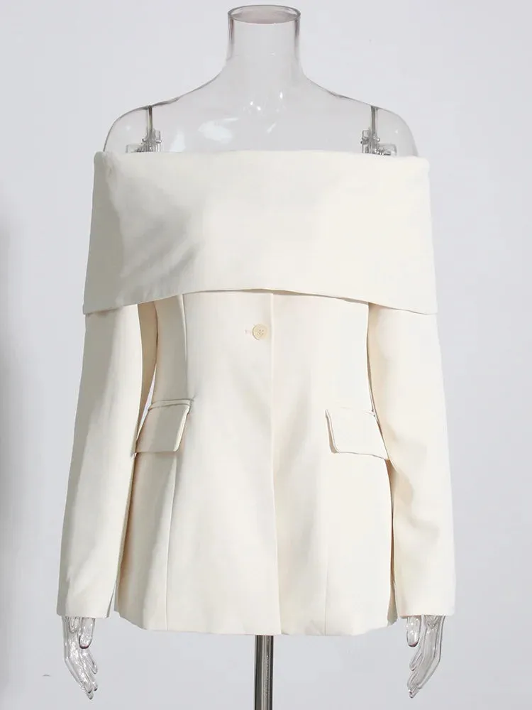 Ultimate Power piece Fancy Pantsuit Off the shoulder blazer | Suit Coat | Modern Blazer Pantsuit | Womens Suit Jacket