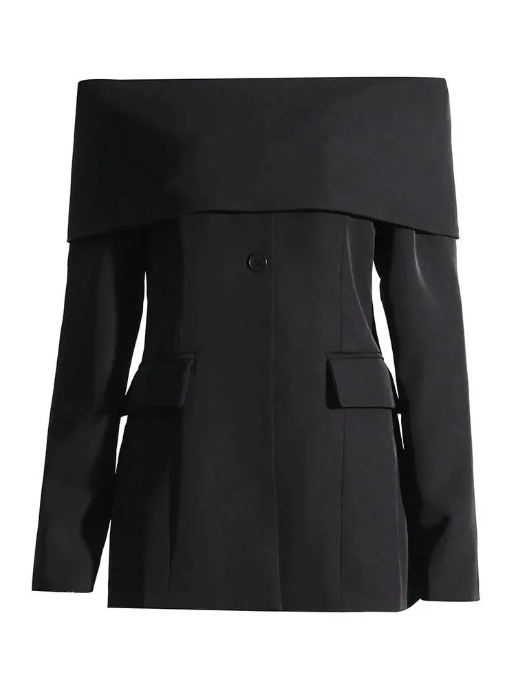 Ultimate Power piece Fancy Pantsuit Off the shoulder blazer | Suit Coat | Modern Blazer Pantsuit | Womens Suit Jacket