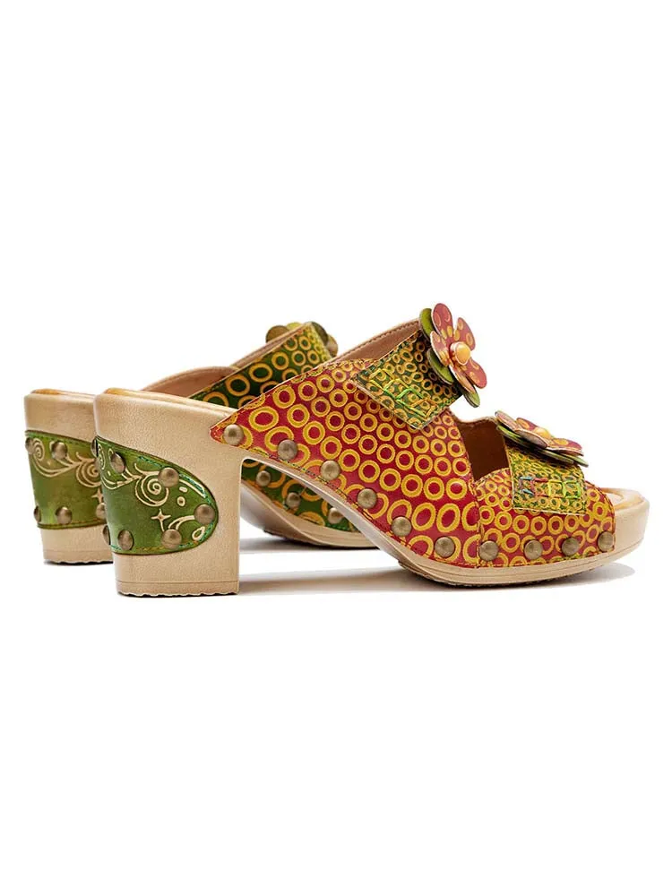 Vintage Handmade Fish Mouth Floral Sandals