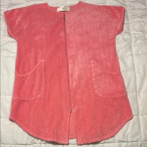 Vintage Stan Herman Chenille Robe Beach Cover Up Pink