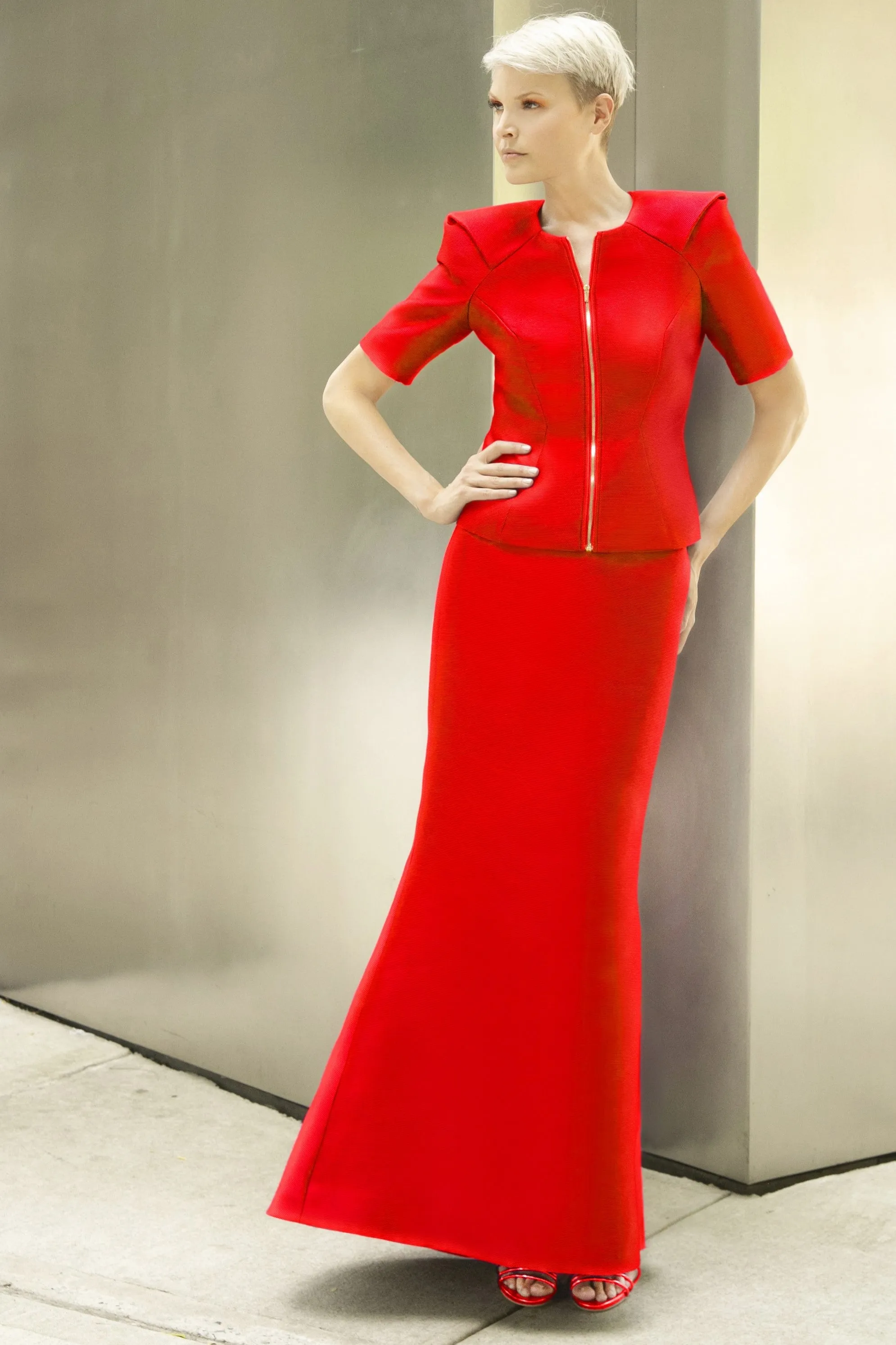 Violette Short Sleeve Jacket | Red
