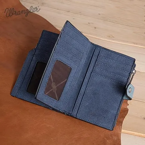 WG162-W033  Wrangler "W" Stitch  Card Holder Bi-Fold Wallet