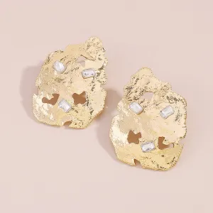 White Crystal & 18K Gold-Plated Abstract Stud Earrings