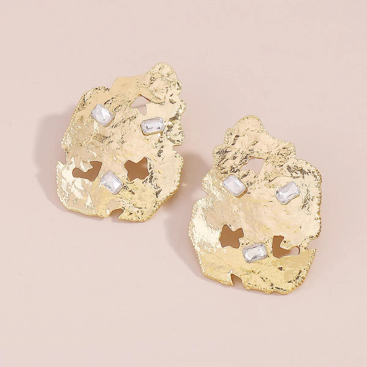 White Crystal & 18K Gold-Plated Abstract Stud Earrings