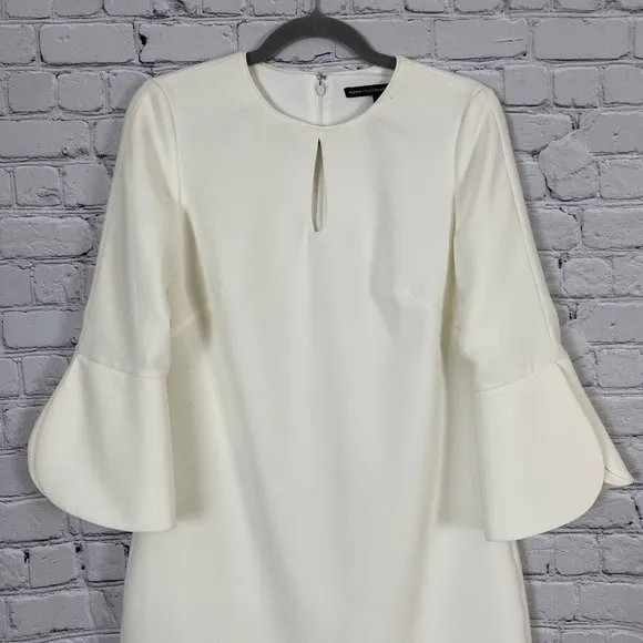White House Black Market WHBM Shift Dress White Petal Sleeve