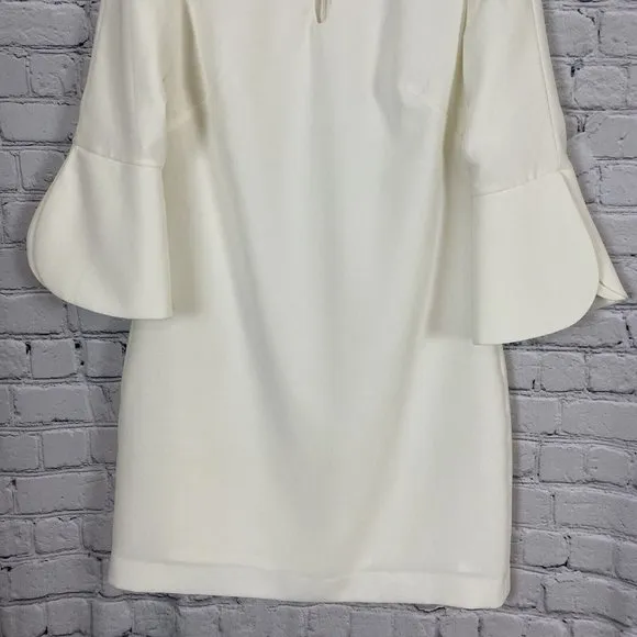 White House Black Market WHBM Shift Dress White Petal Sleeve
