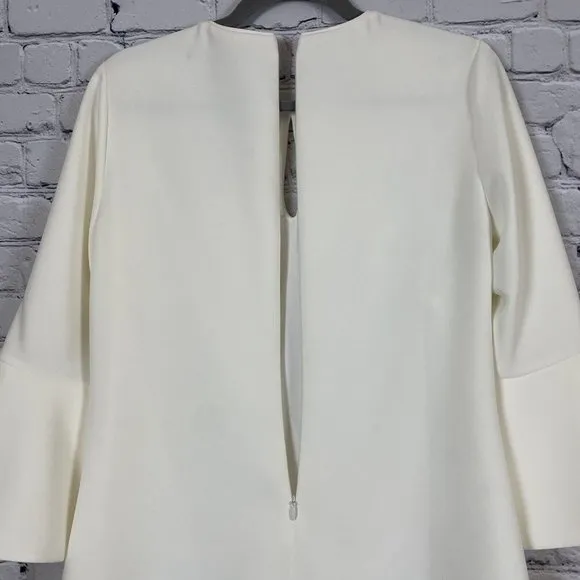 White House Black Market WHBM Shift Dress White Petal Sleeve