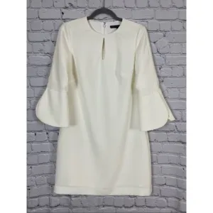 White House Black Market WHBM Shift Dress White Petal Sleeve