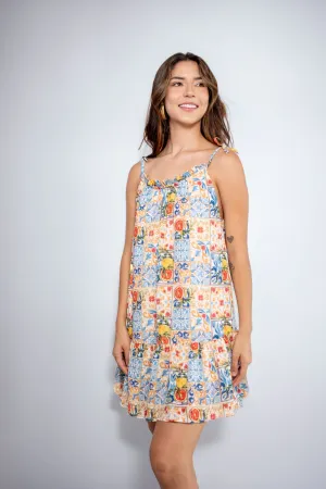 Women mini dress Lemon print