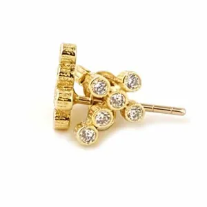Women's 10k Yellow Gold CZ Cross Stud Earrings