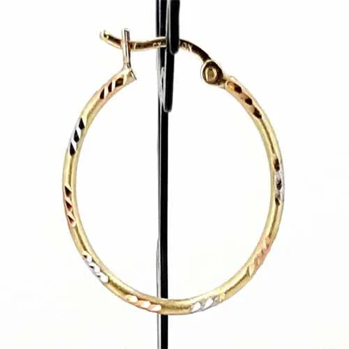 Women's 10k Yellow White and Rose Gold Hoop Earrings