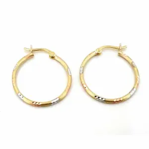 Women's 10k Yellow White and Rose Gold Hoop Earrings