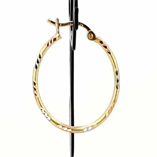Women's 10k Yellow White and Rose Gold Hoop Earrings