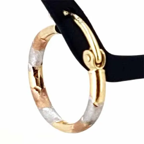 Women's 10k Yellow White and Rose Gold Hoop Earrings