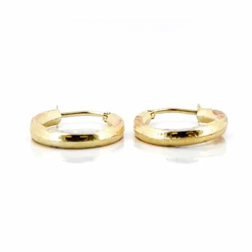 Women's 10k Yellow White and Rose Gold Hoop Earrings