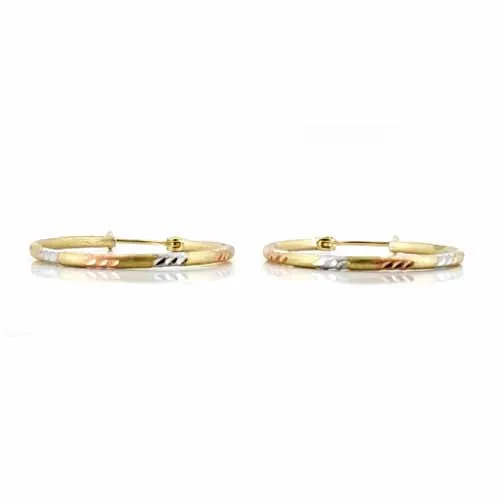 Women's 10k Yellow White and Rose Gold Hoop Earrings