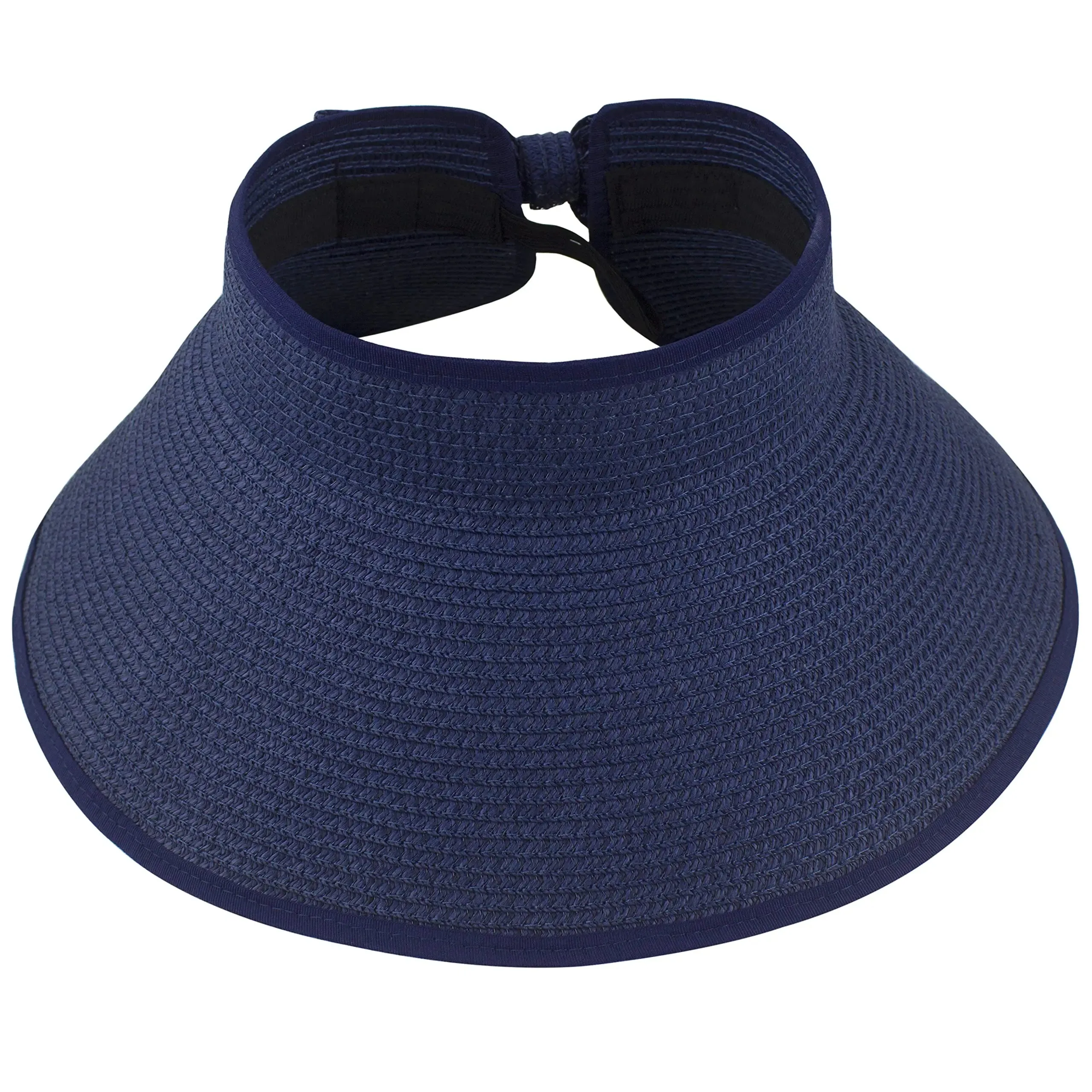 Womens Beach Roll Up Sun Visor Wide Brim Straw Hat