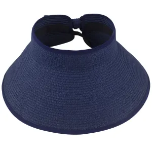 Womens Beach Roll Up Sun Visor Wide Brim Straw Hat