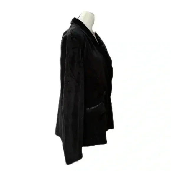 Women's Black Velvet Blazer Two Front Pockets Medium