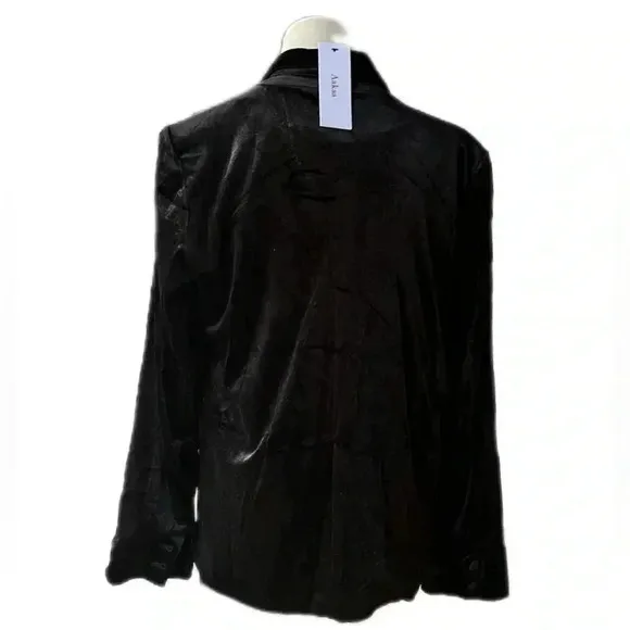 Women's Black Velvet Blazer Two Front Pockets Medium