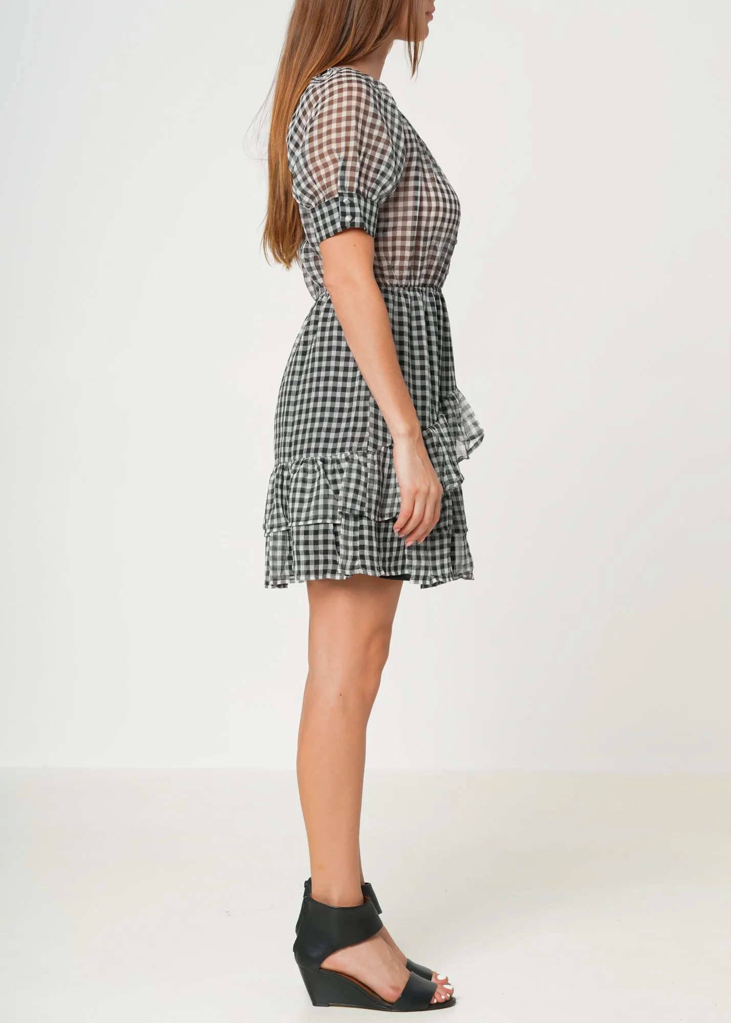 Women's Crinkle Chiffon Gingham in Black