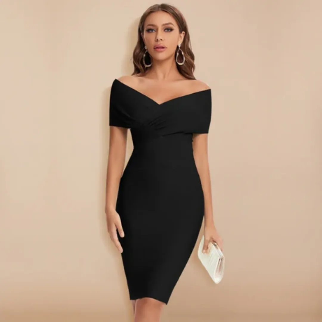 Women's Elegant Off The Shoulder Formal Dress | Midi