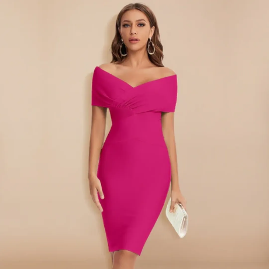 Women's Elegant Off The Shoulder Formal Dress | Midi