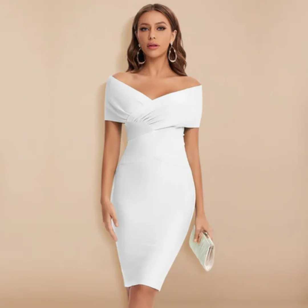 Women's Elegant Off The Shoulder Formal Dress | Midi