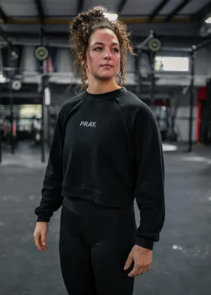 Women's Embroidered PRAY. Crewneck Crop