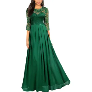 Women's formal floral lace wedding bridesmaid maxi dress
