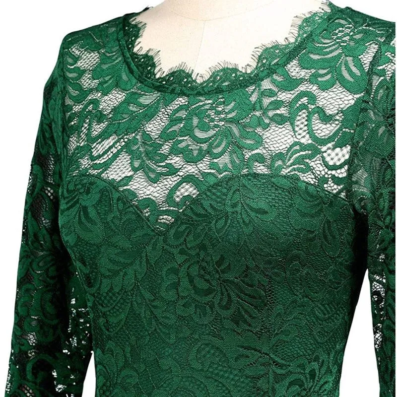 Women's formal floral lace wedding bridesmaid maxi dress
