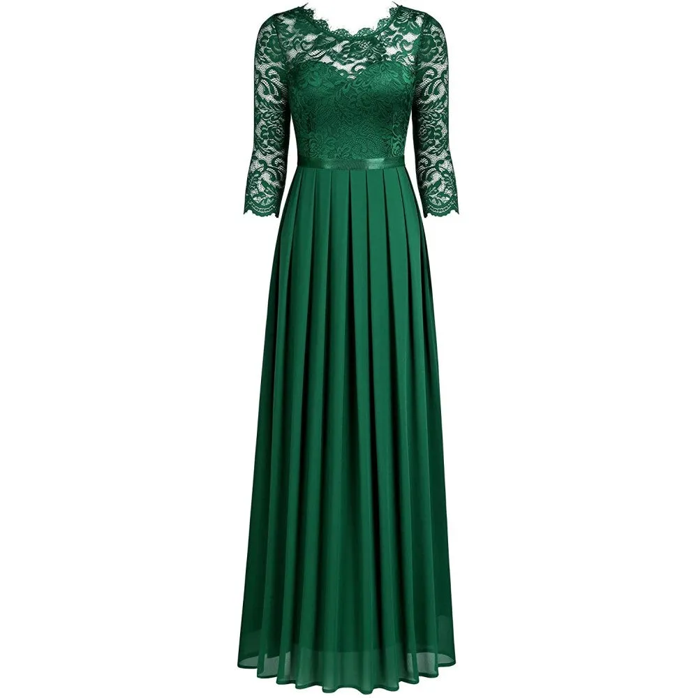 Women's formal floral lace wedding bridesmaid maxi dress