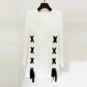 Women's Lace-Up Long Sleeves Minidress