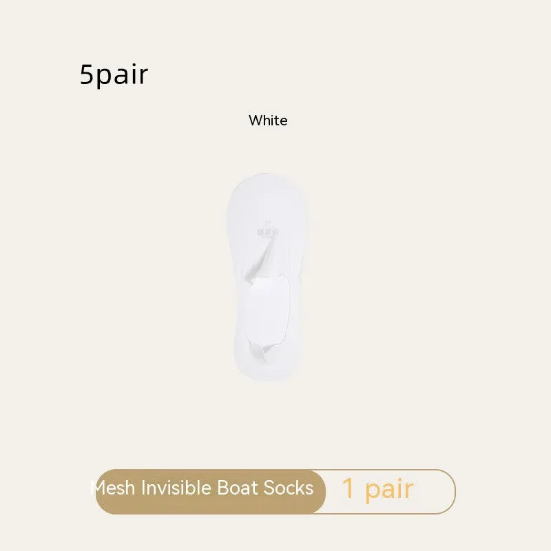 Women's Mesh Boat Socks Summer Thin Cotton Bottom Non-slip Tight Ice Silk Arbitrary Cut Women's Low Cut Invisible Socks