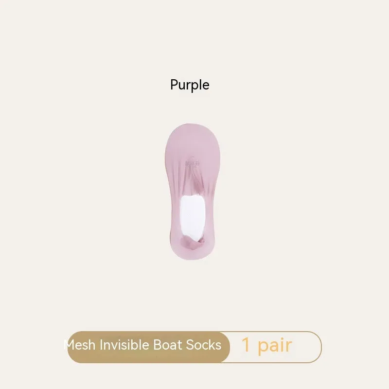 Women's Mesh Boat Socks Summer Thin Cotton Bottom Non-slip Tight Ice Silk Arbitrary Cut Women's Low Cut Invisible Socks