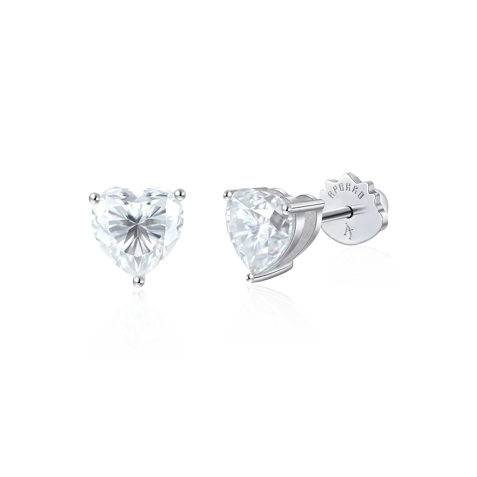 Women's Moissanite Heart Stud Earrings