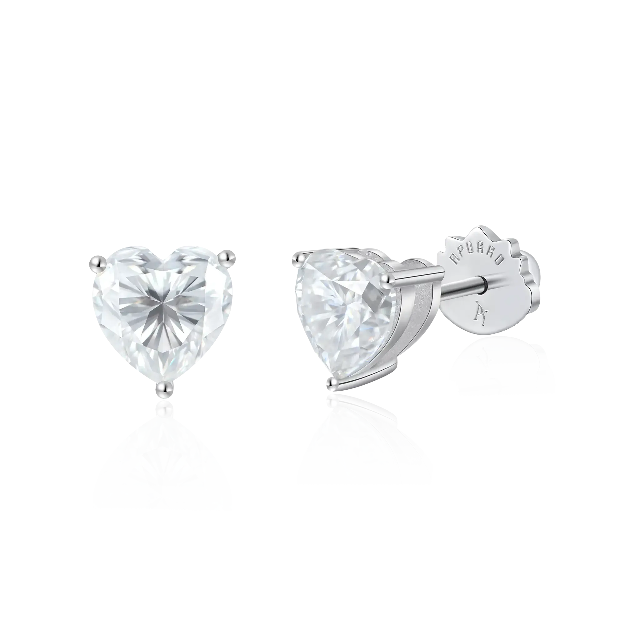 Women's Moissanite Heart Stud Earrings