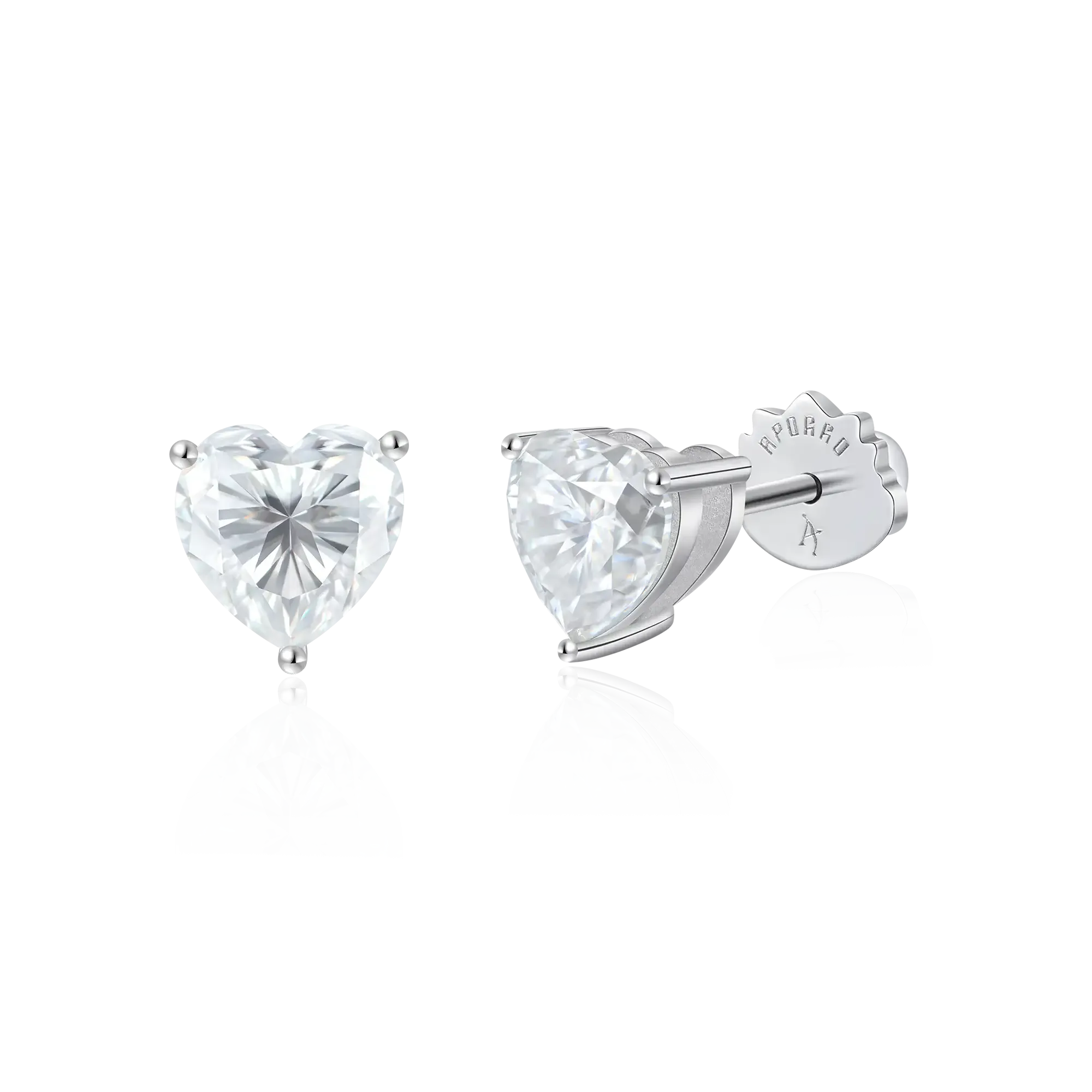Women's Moissanite Heart Stud Earrings