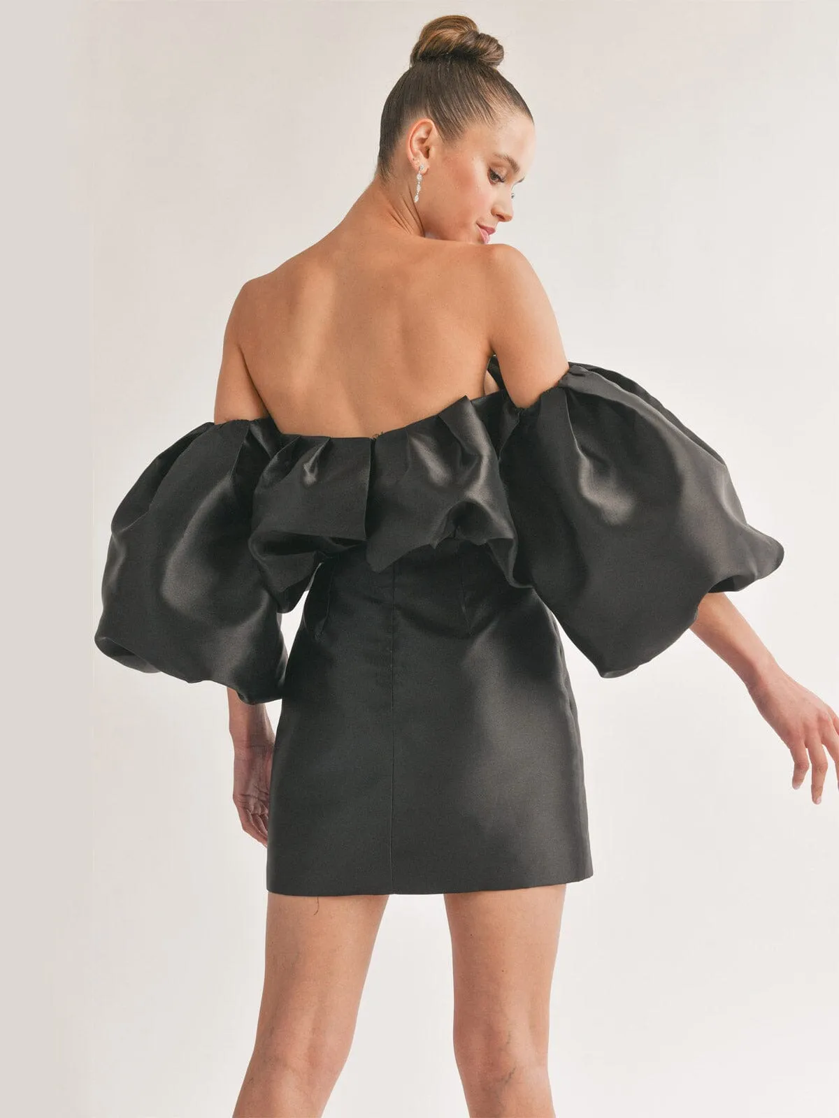 WOMEN'S OFF SHOULDER PUFF SLEEVES BODYCON MINI DRESS