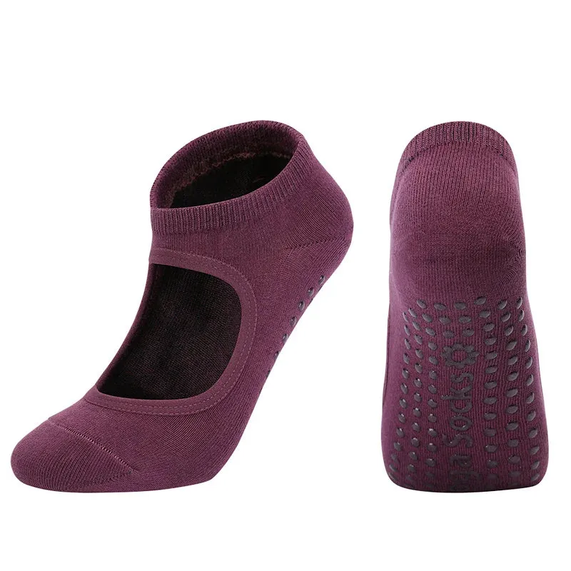 Women's Pilates Socks High Quality Anti-Slip Breathable Backless Yoga Socks Ankle Ballet Dance Sports Socks for Fitness Gym