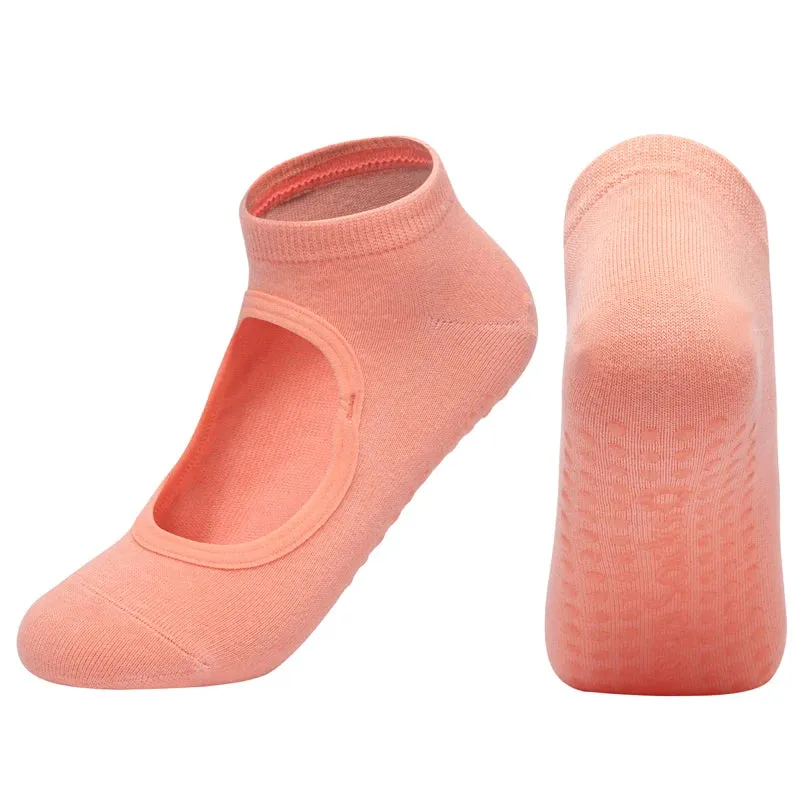Women's Pilates Socks High Quality Anti-Slip Breathable Backless Yoga Socks Ankle Ballet Dance Sports Socks for Fitness Gym