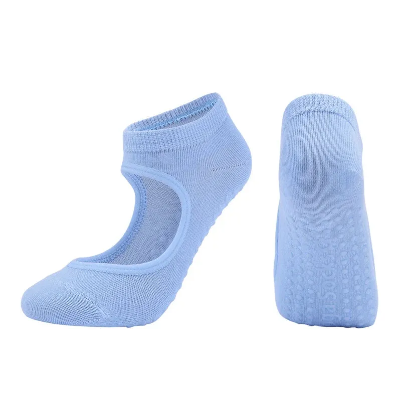 Women's Pilates Socks High Quality Anti-Slip Breathable Backless Yoga Socks Ankle Ballet Dance Sports Socks for Fitness Gym