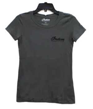 WOMEN'S SHORT SLEEVE DARK GREY INDIAN MOTORCYCLE OF ORANGE COUNTY DEALER TEE