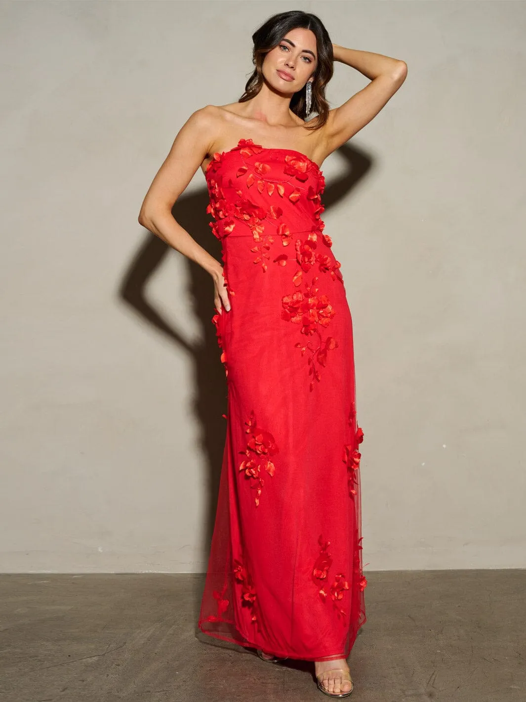 WOMEN'S SLEEVELESS FLOWERS TUBE MAXI DRESS