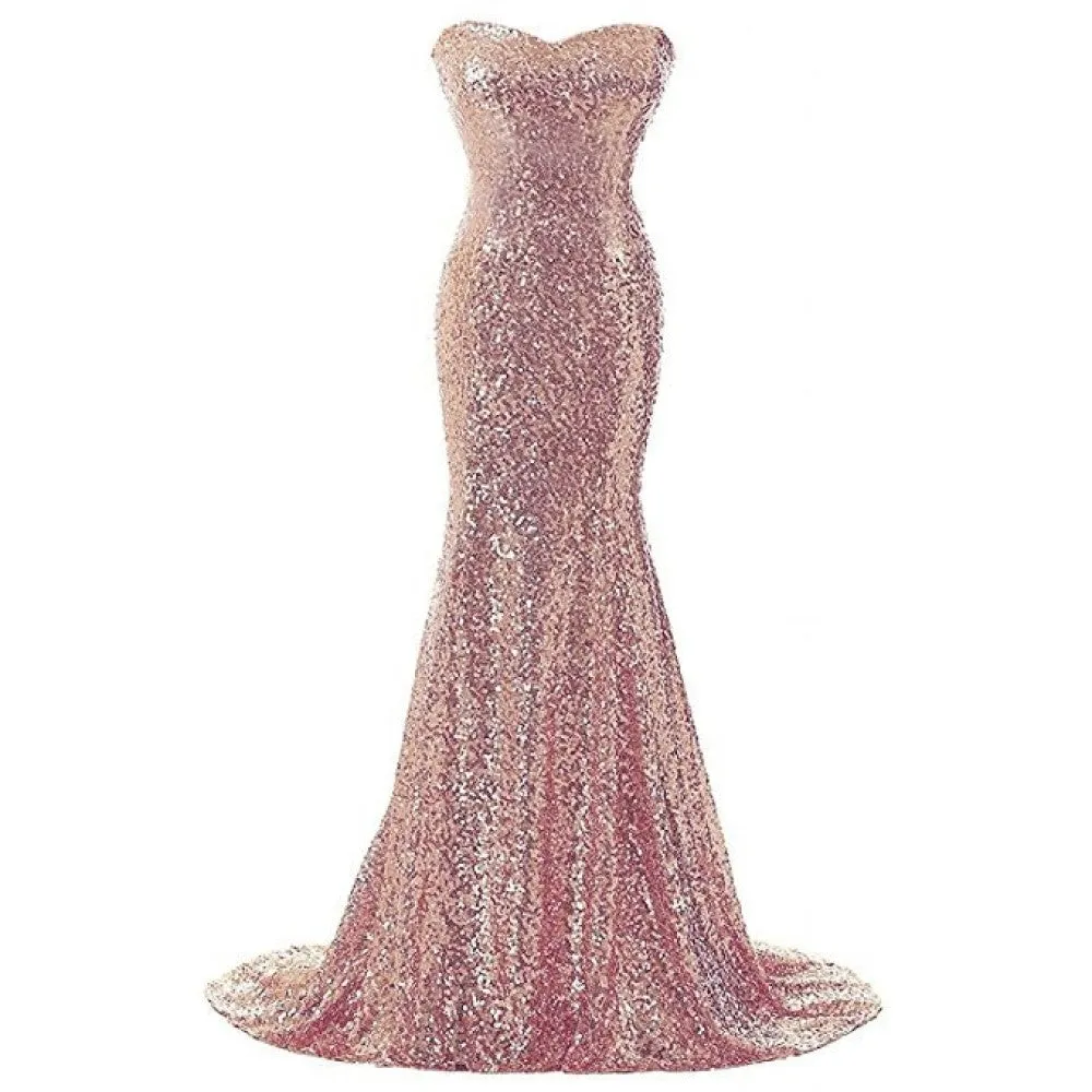 Women's Sleeveless Sequins Tulle Evening Dress
