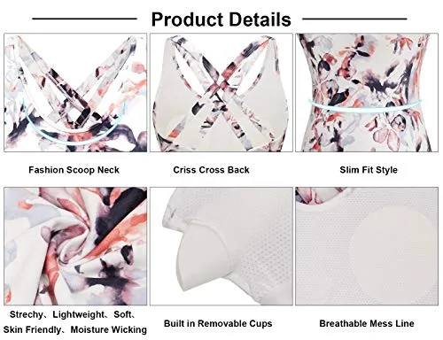 Workout-Clothes-Yoga-Tank-Tops-for-Women-with Built in Bra-Activewear-Athletic-Tennis Sports Exercise Shirts Racerback Compression Fitness Criss Cross Back Siberia S