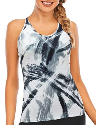 Workout-Clothes-Yoga-Tank-Tops-for-Women-with Built in Bra-Activewear-Athletic-Tennis Sports Exercise Shirts Racerback Compression Fitness Criss Cross Back Siberia S
