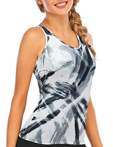 Workout-Clothes-Yoga-Tank-Tops-for-Women-with Built in Bra-Activewear-Athletic-Tennis Sports Exercise Shirts Racerback Compression Fitness Criss Cross Back Siberia S